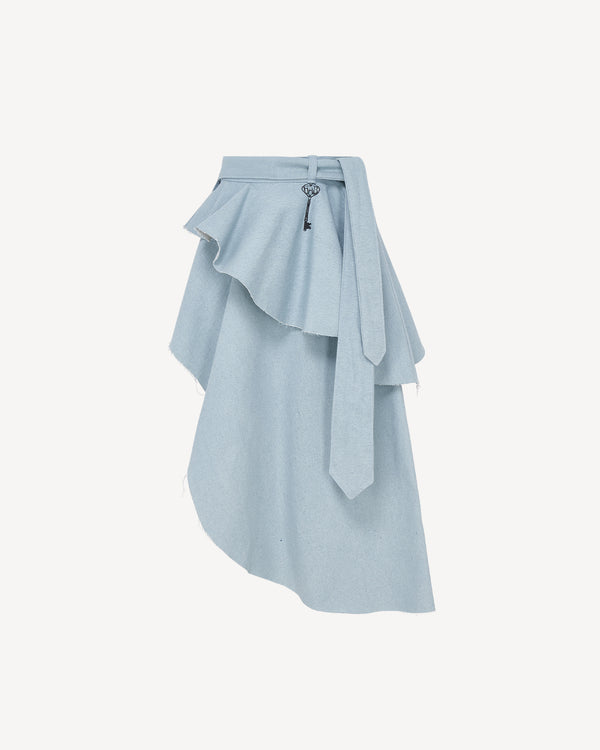 Layered Wrap-Skirt Light Blue