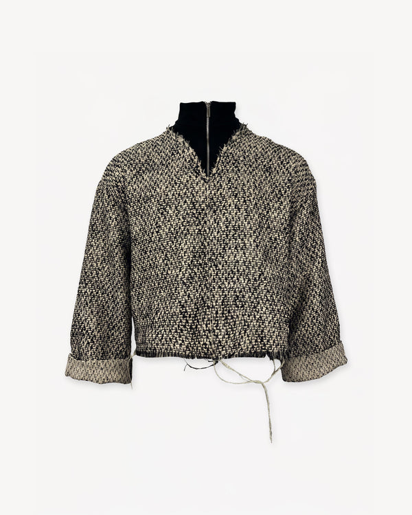 Quarter-Zip Sweater Tweed Cream/Black