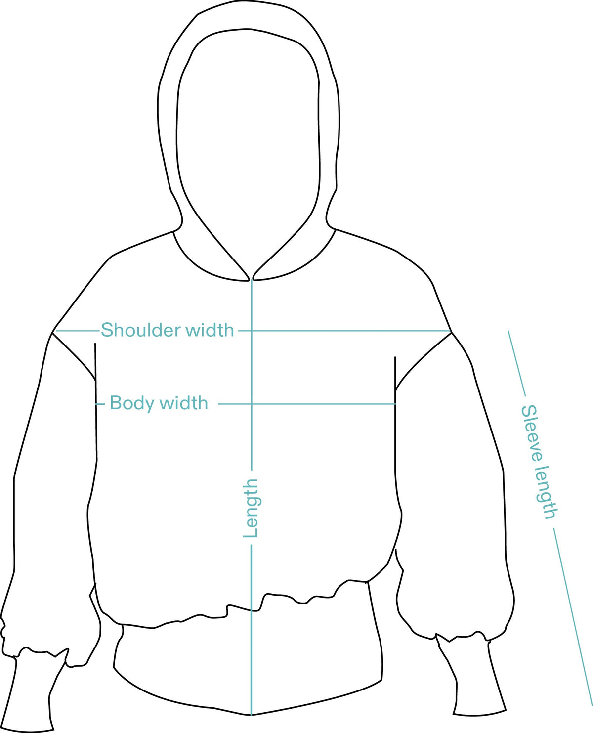 Zip Hoodie Grey – measurement guide