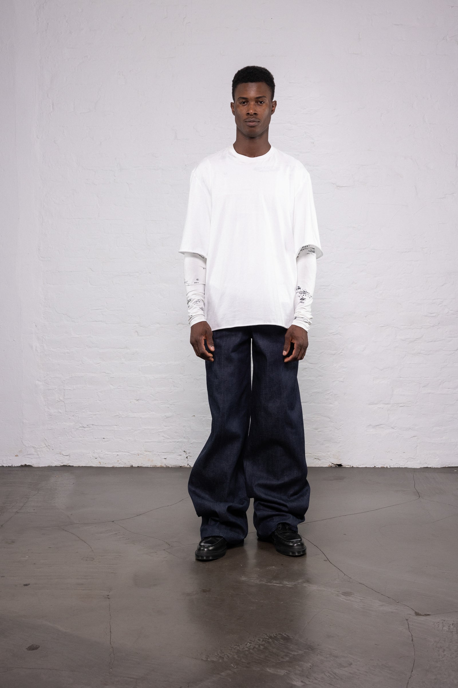Double Sleeve Printed T-Shirt White