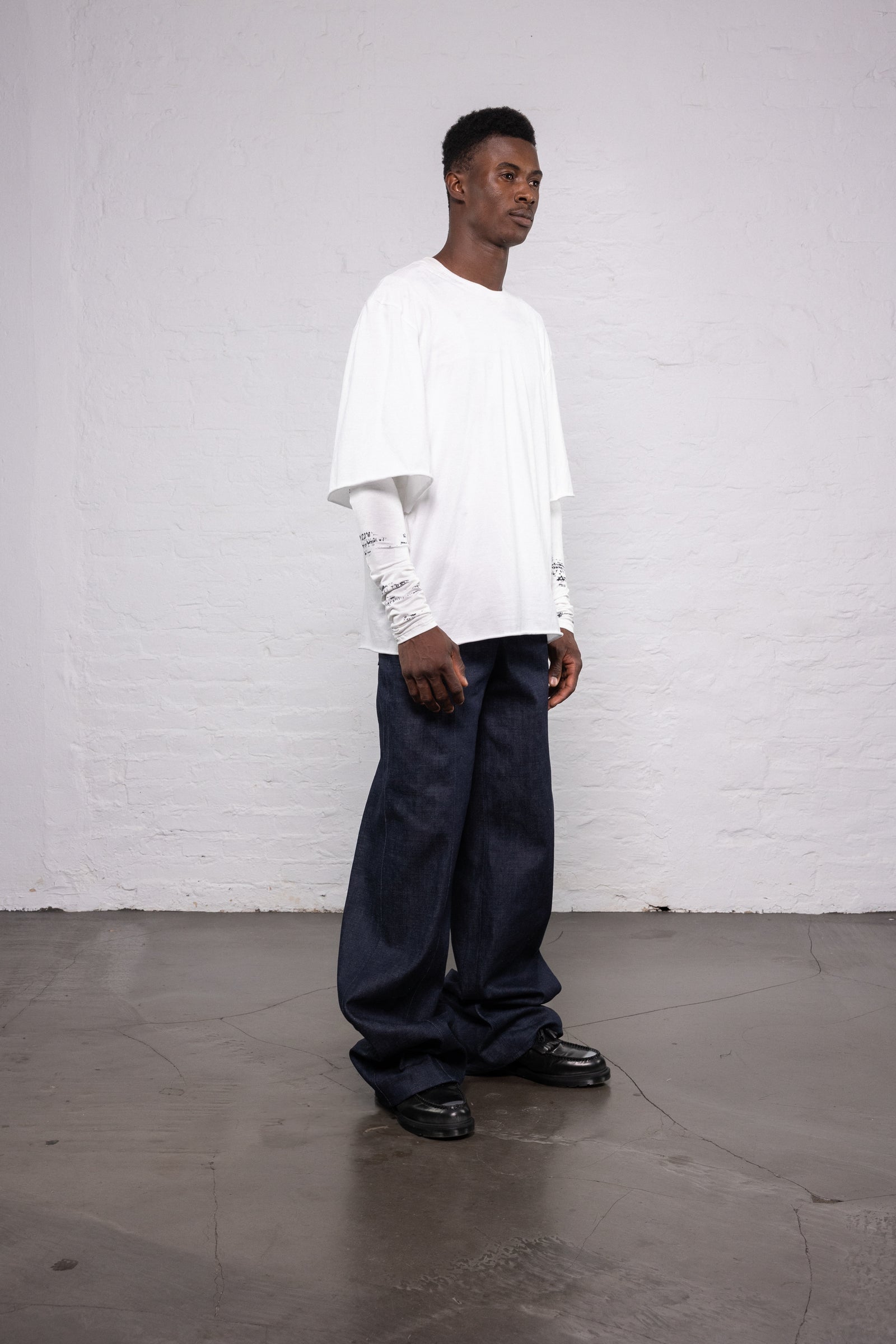 Double Sleeve Printed T-Shirt White
