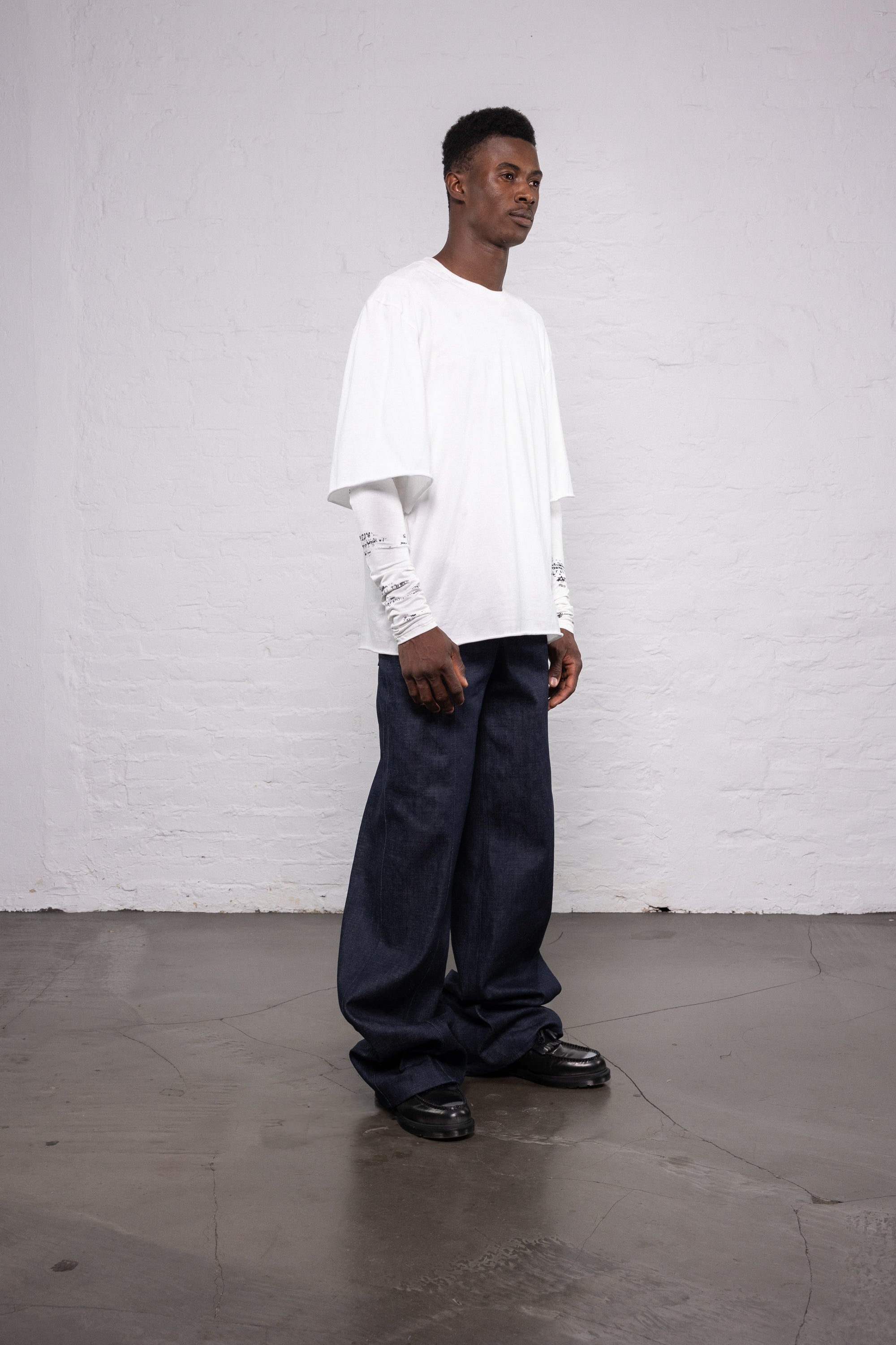 Double Sleeve Printed T-Shirt (White)