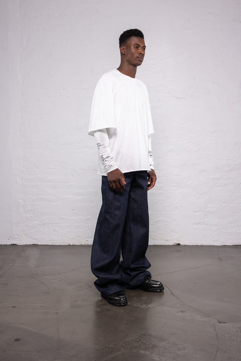 Double Sleeve Printed T-Shirt White