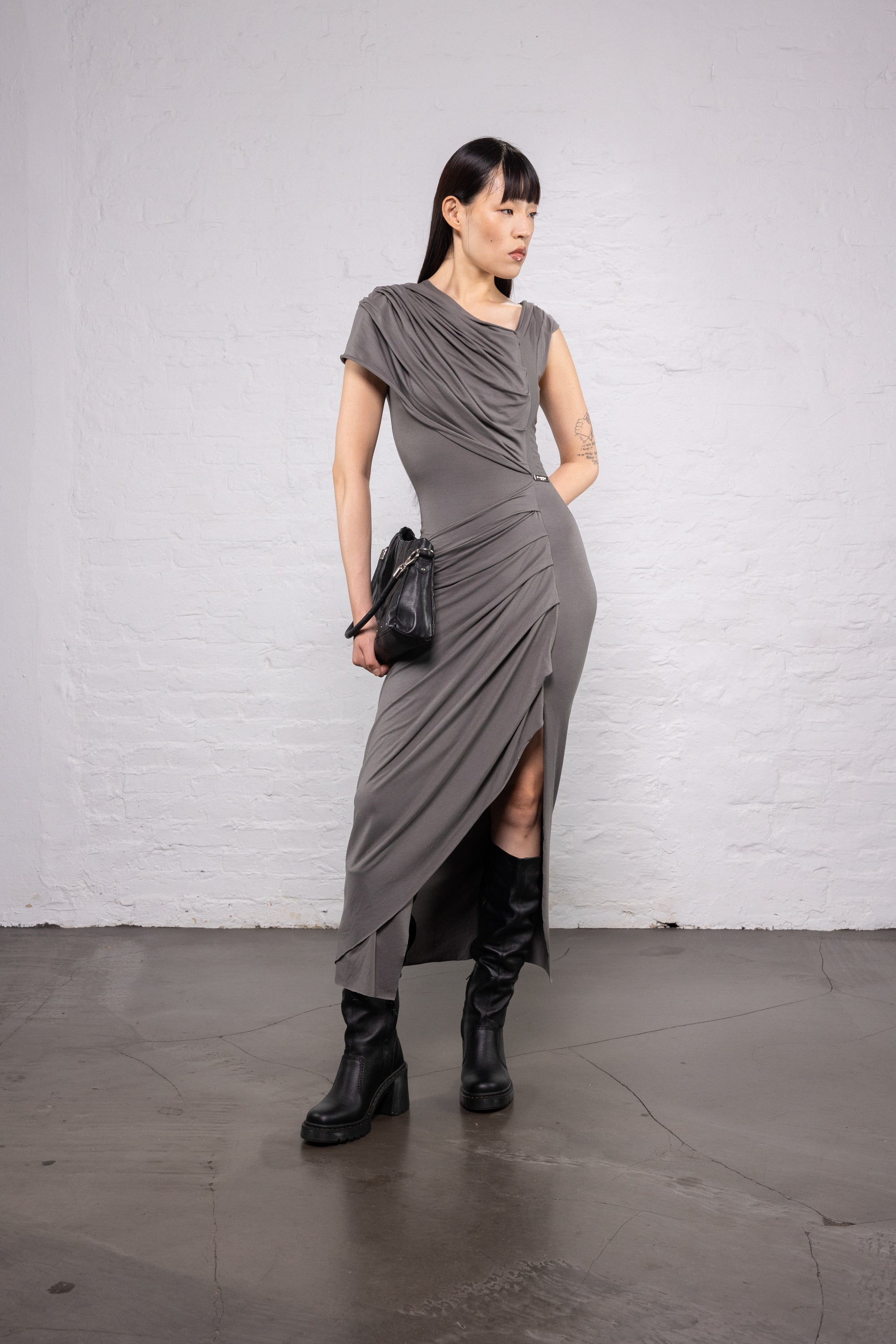 Draped Dress Grey