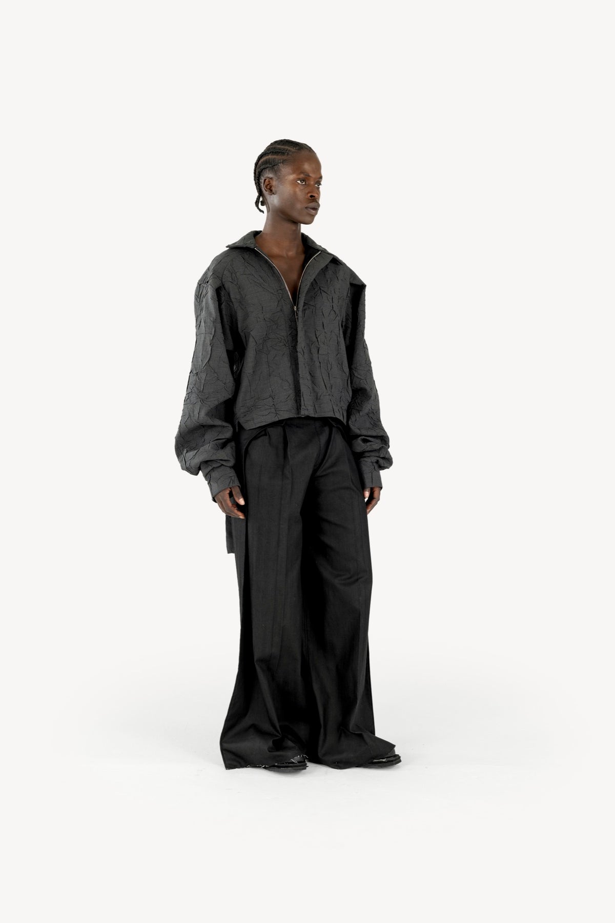 Wrinkled Track Jacket Chequered
