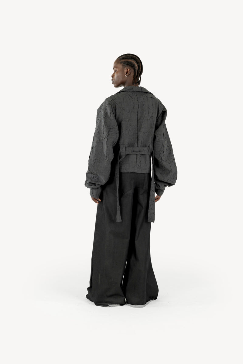 Wrinkled Track Jacket Chequered