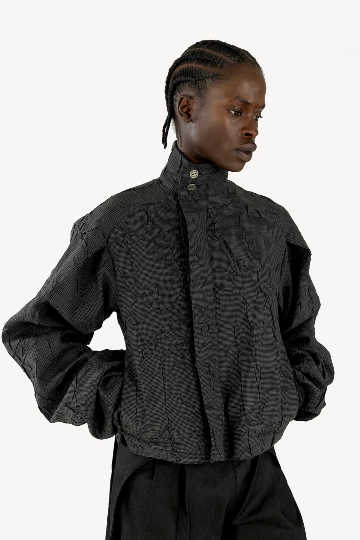 Wrinkled Track Jacket Chequered