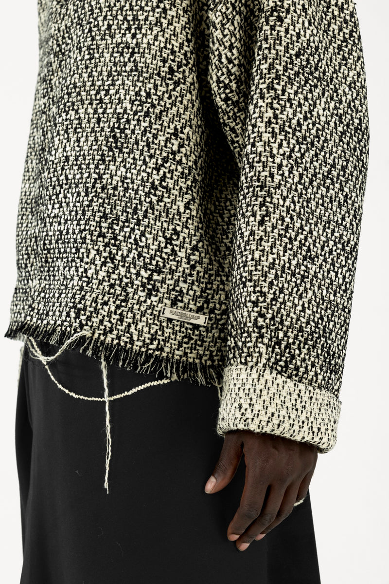 Quarter-Zip Sweater Tweed Cream/Black