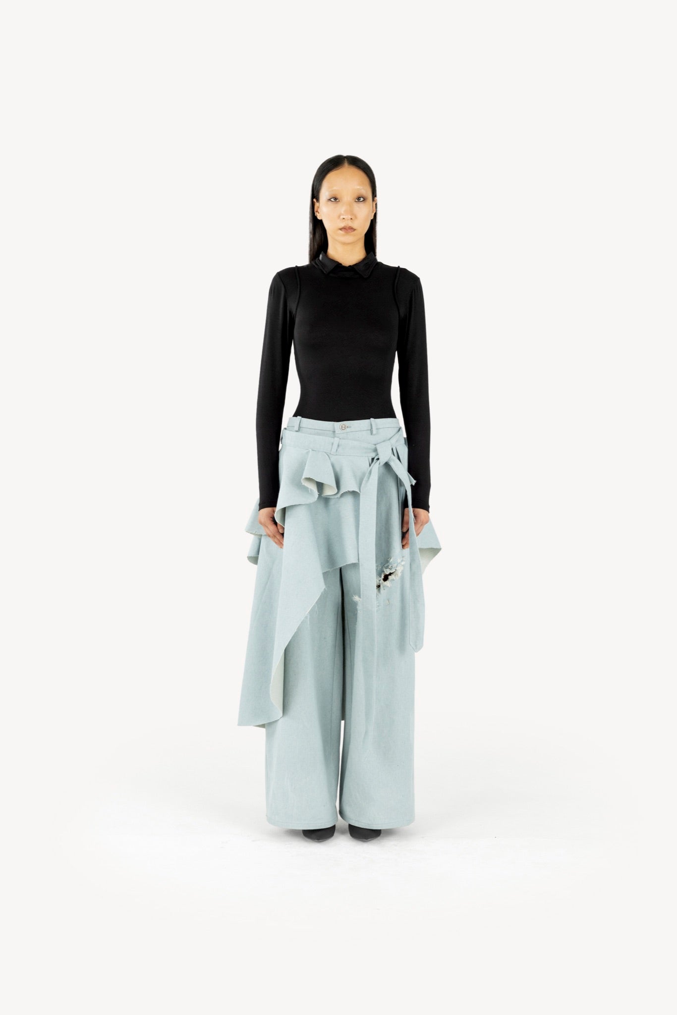 Layered Wrap-Skirt Light Blue