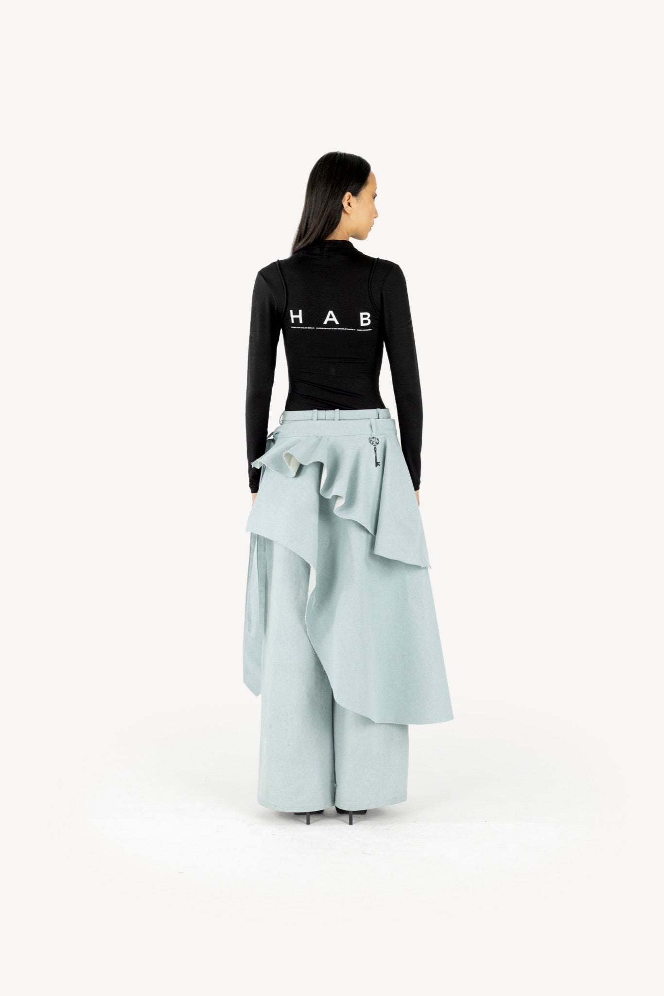 Layered Wrap-Skirt Light Blue