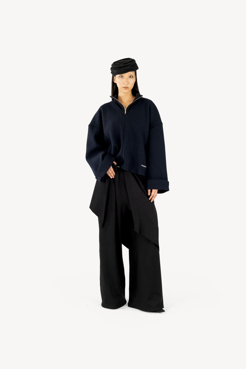 Quarter-Zip Sweater Navy Blue