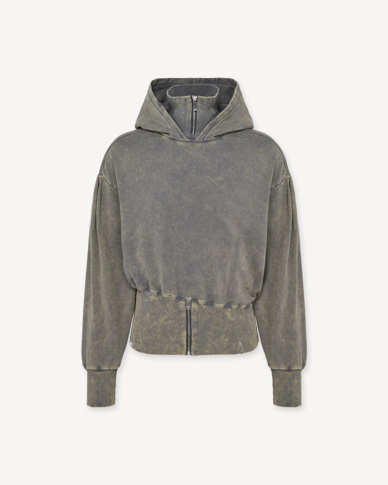 Zip Hoodie Grey Washed