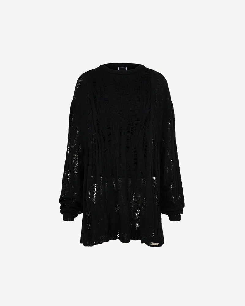 Layered Knit Sweater Black