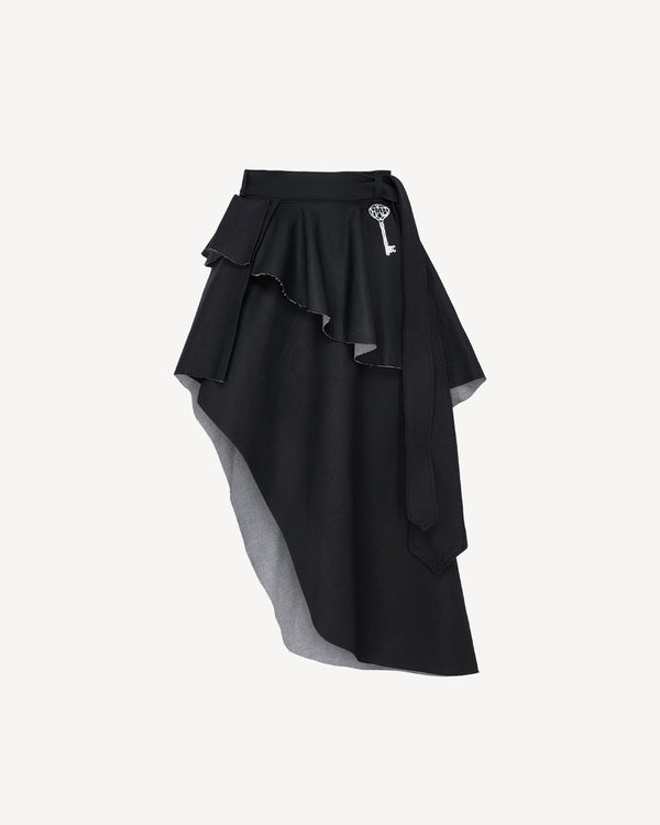 Layered Wrap-Skirt Black
