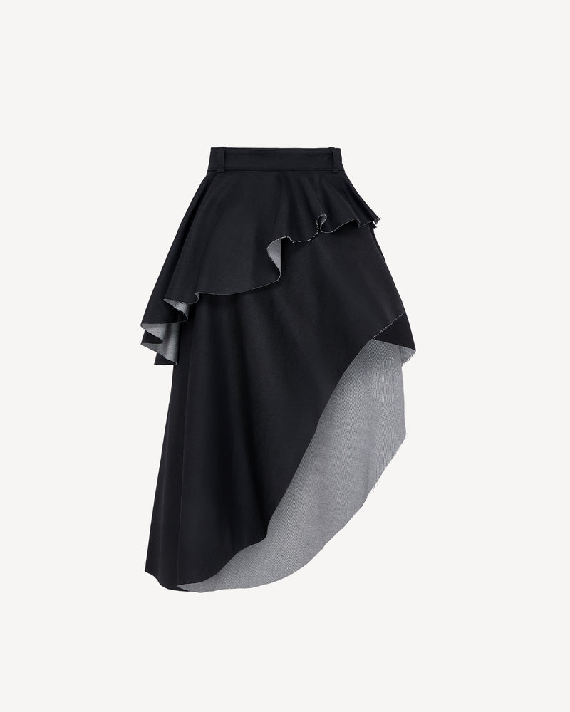 Layered Wrap-Skirt Black