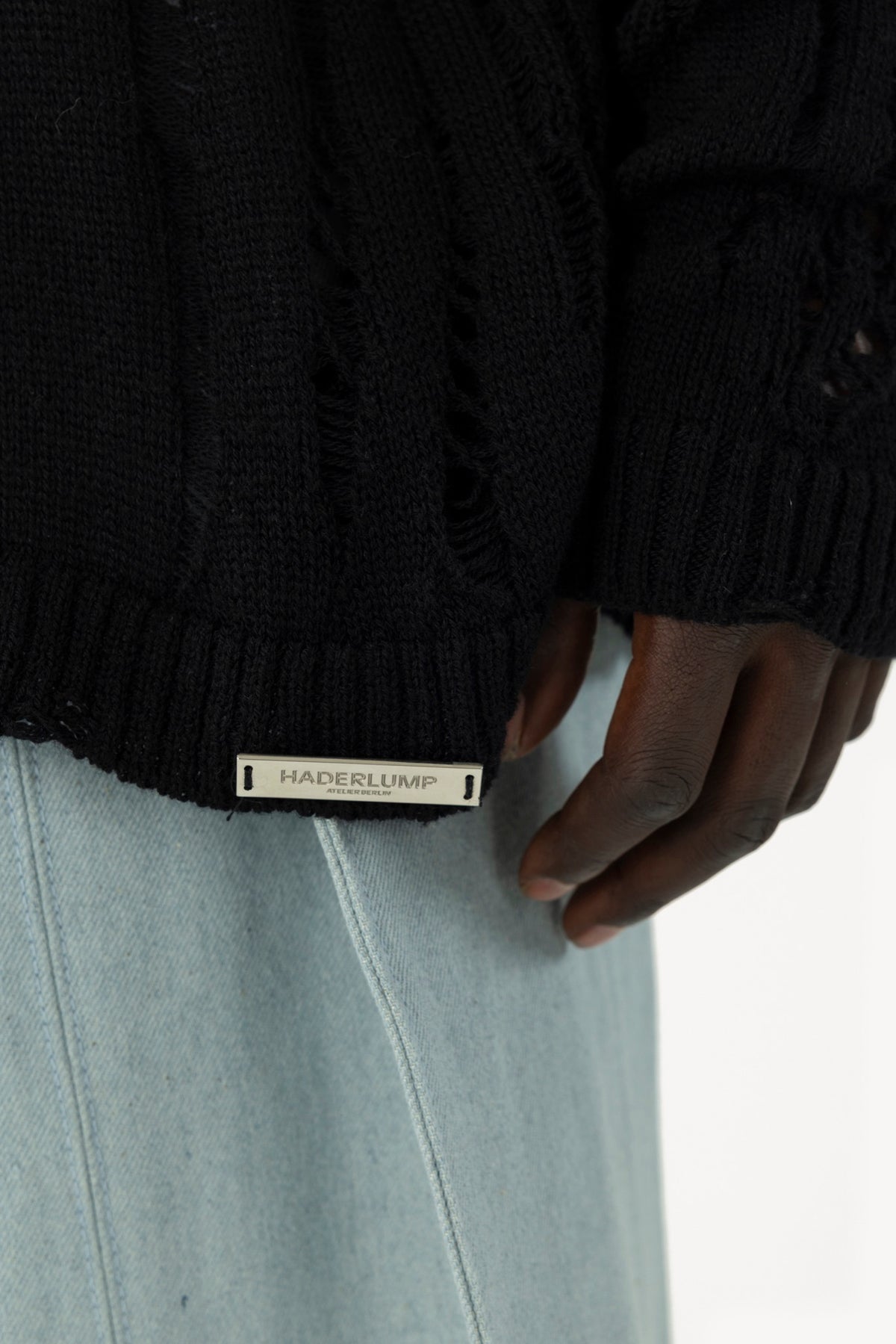 Layered Knit Sweater Black