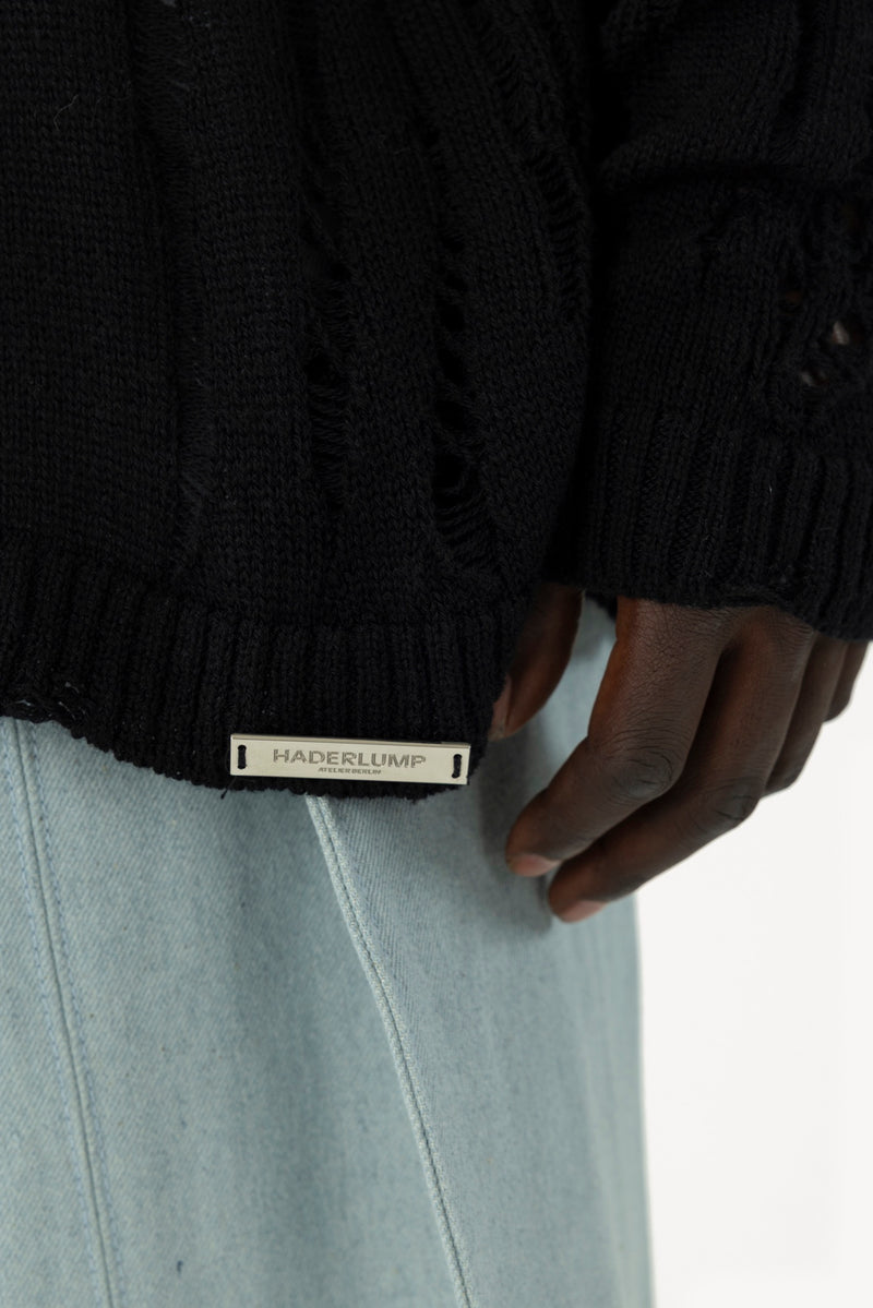 Layered Knit Sweater Black