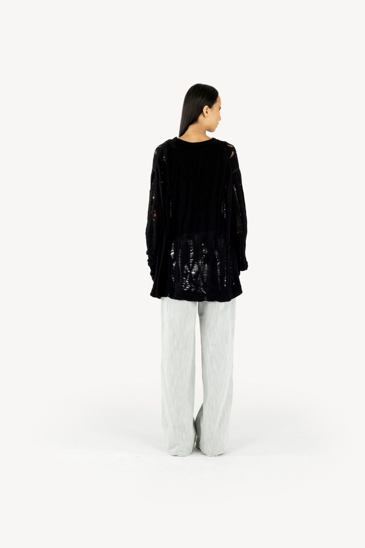 Layered Knit Sweater Black