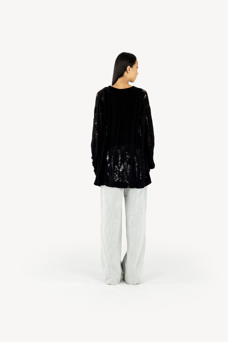 Layered Knit Sweater Black