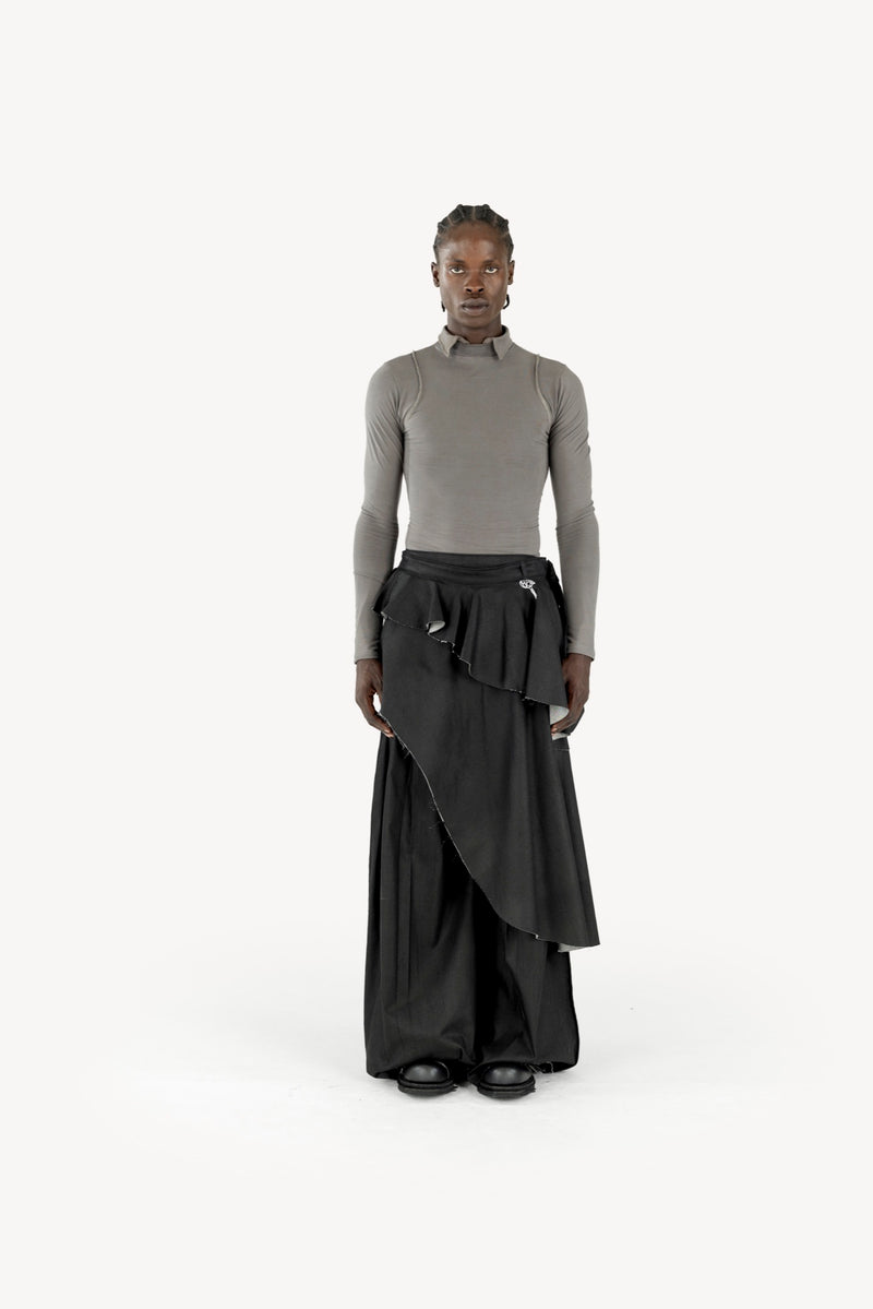 Layered Wrap-Skirt Black