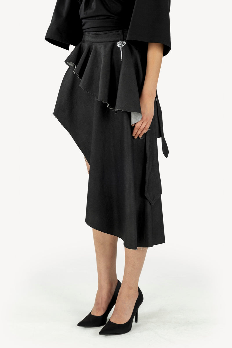 Layered Wrap-Skirt Black