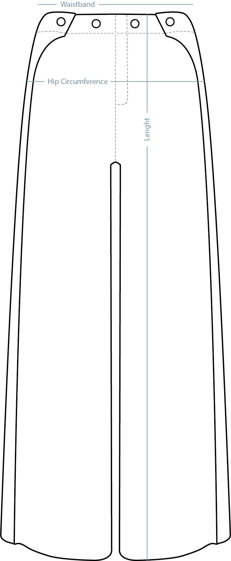 Long Denim Pants Black – measurement guide