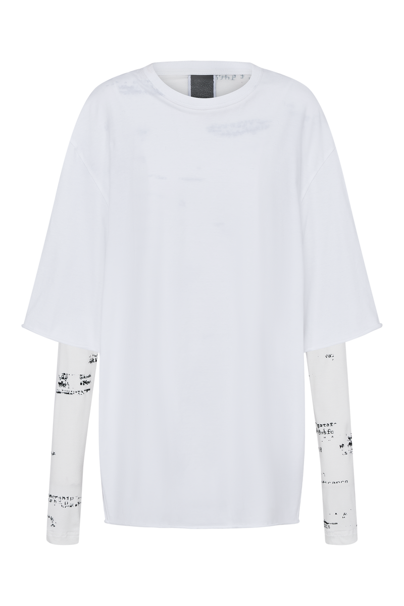 Double Sleeve Printed T-Shirt White