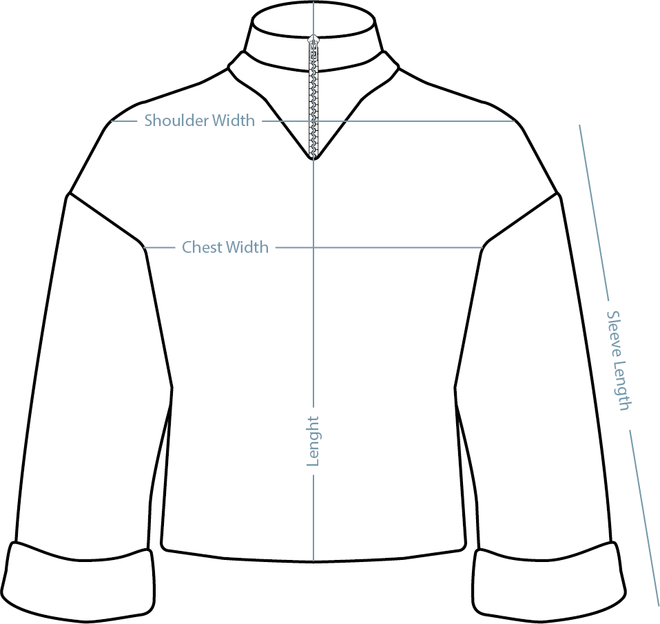 Quarter-Zip Sweater Navy Blue – measurement guide