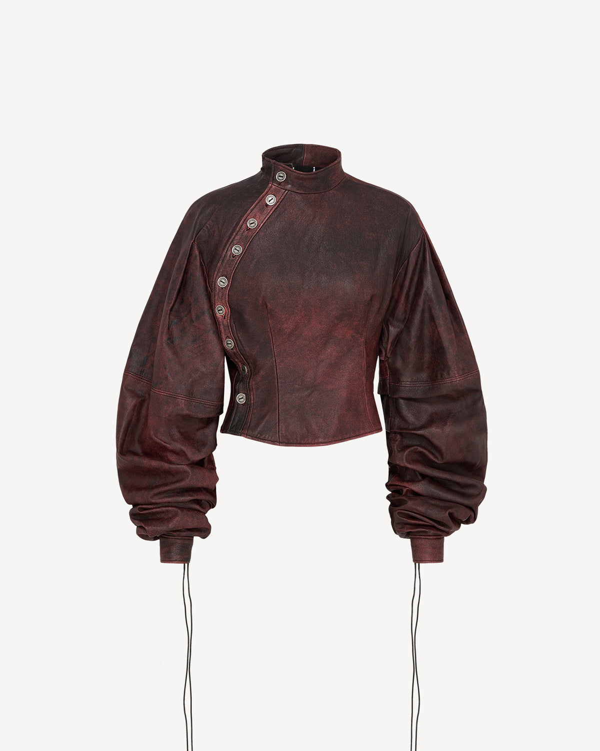 Red Leather Wrinkled Jacket