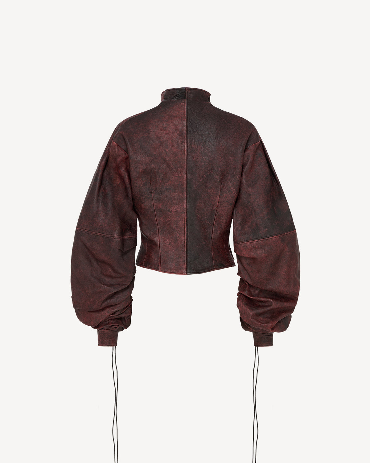 Red Leather Wrinkled Jacket