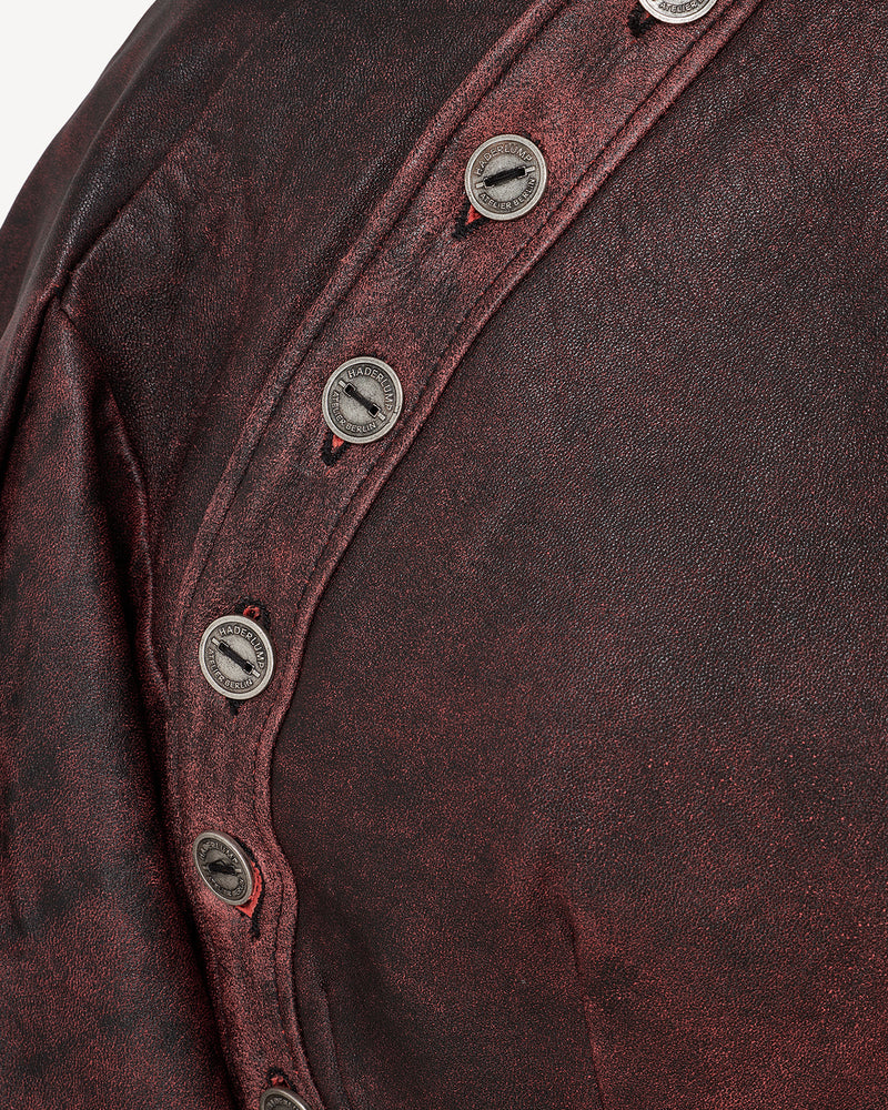 Red Leather Wrinkled Jacket