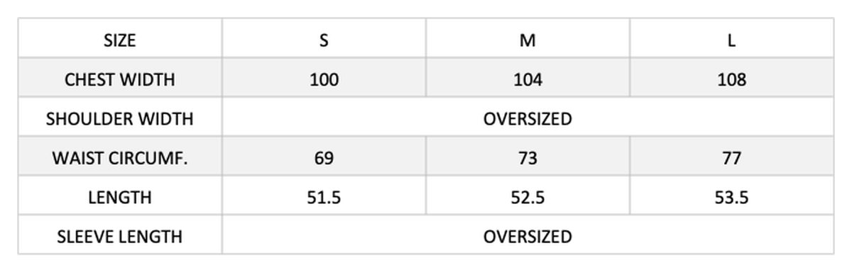 Red Leather Wrinkled Jacket – size chart