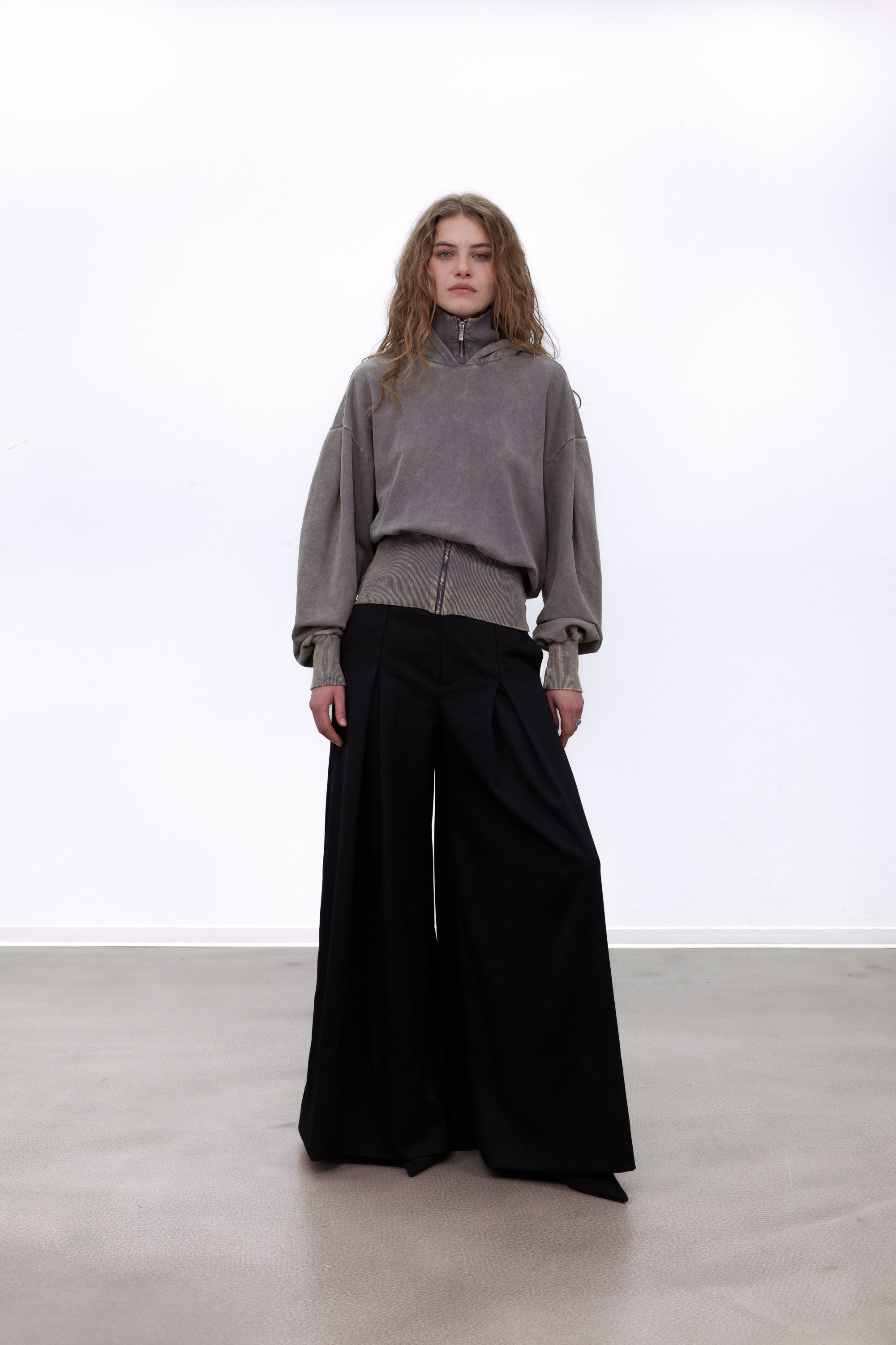 Zip Hoodie Grey Washed