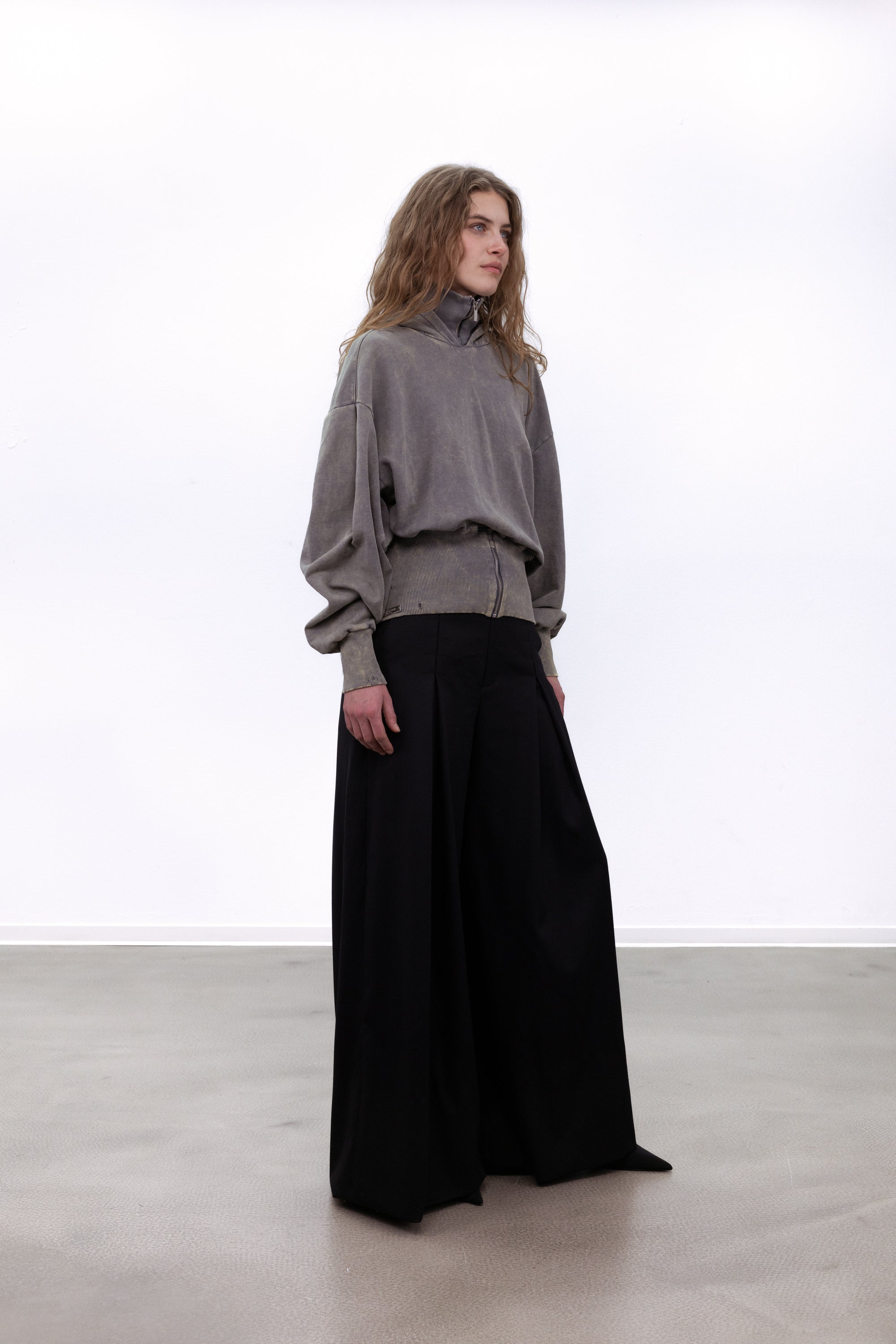 Zip Hoodie Grey Washed