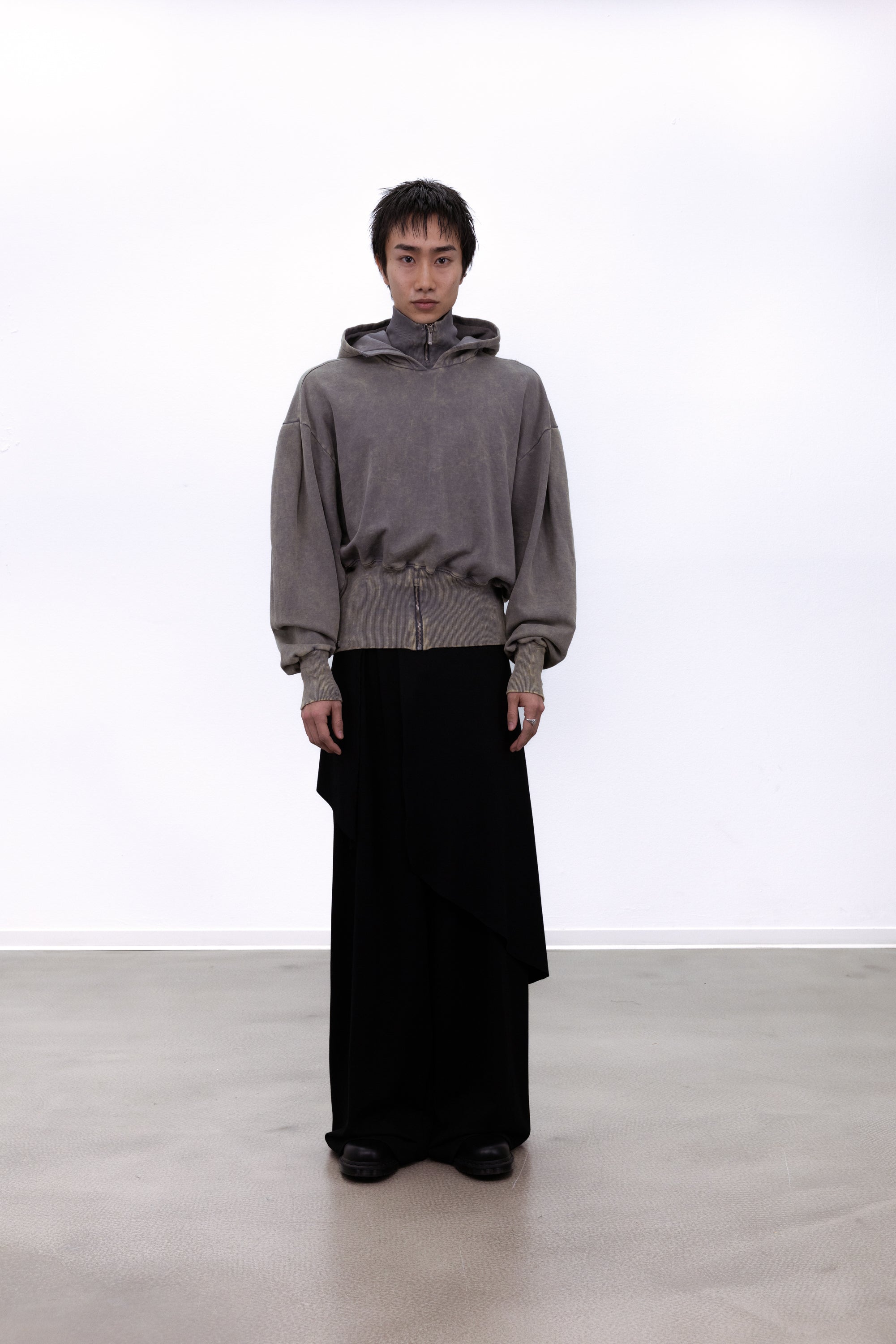 Zip Hoodie Grey Washed