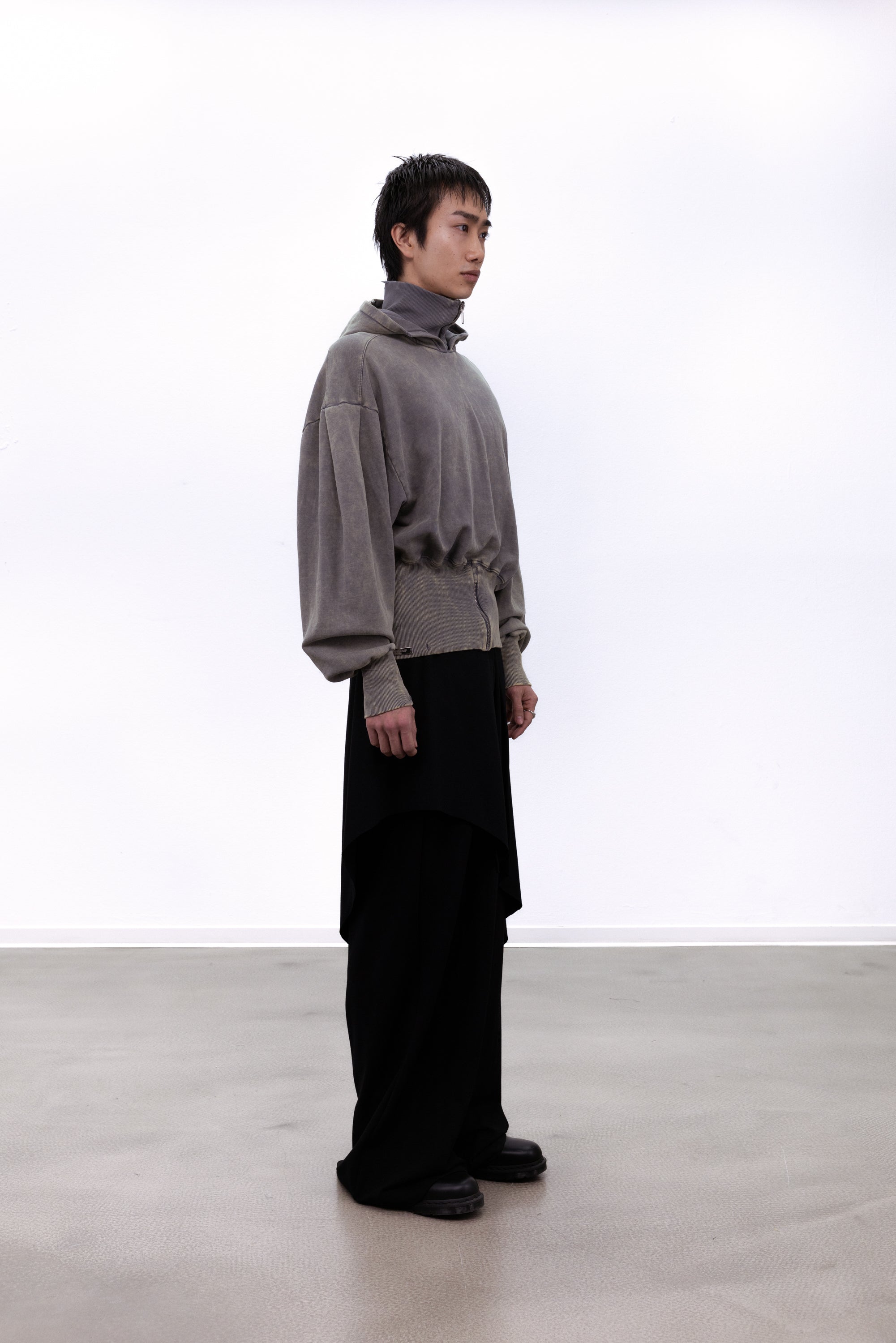 Zip Hoodie Grey Washed