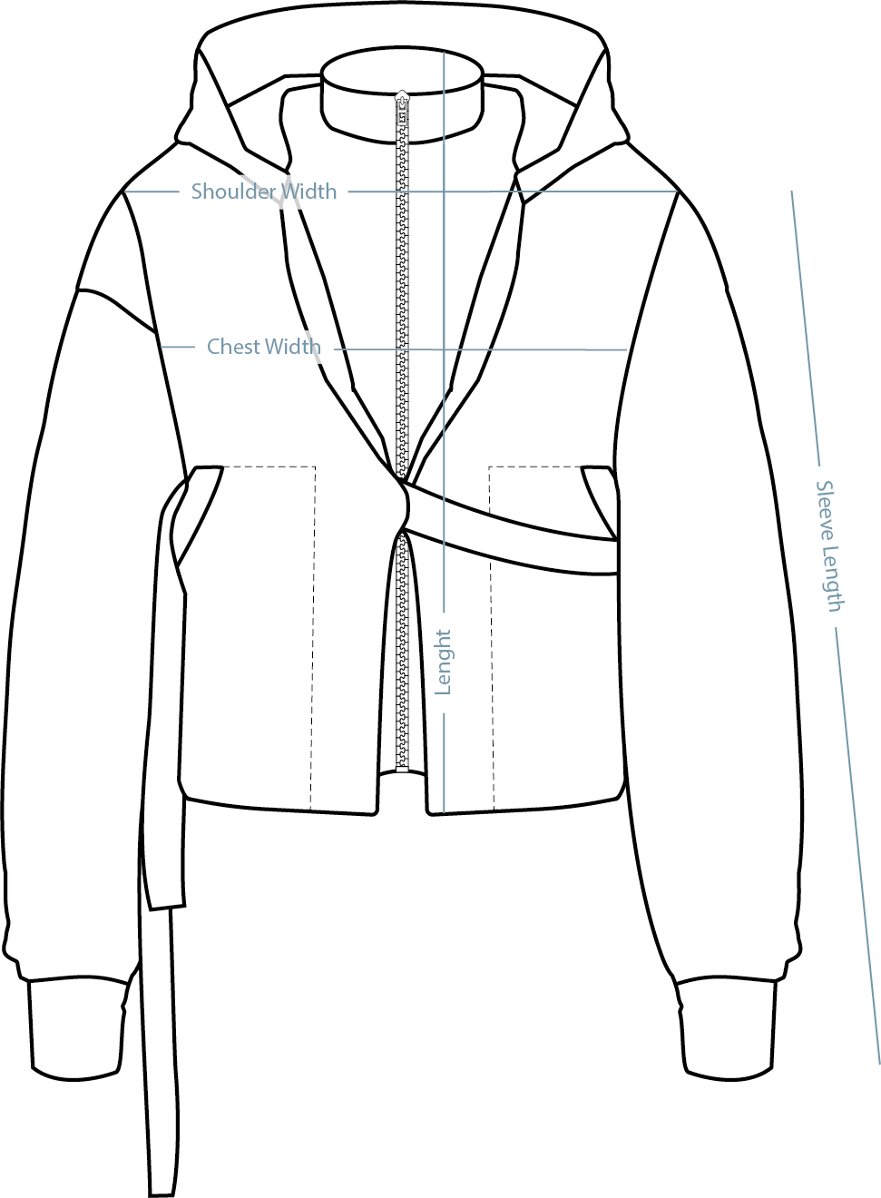 Zip Jacket Black – measurement guide