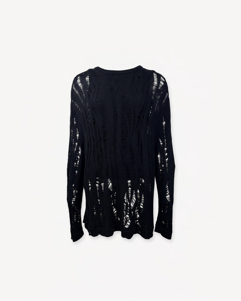 Layered Knit Sweater Black