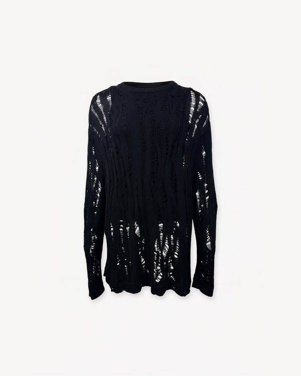 Layered Knit Sweater Black