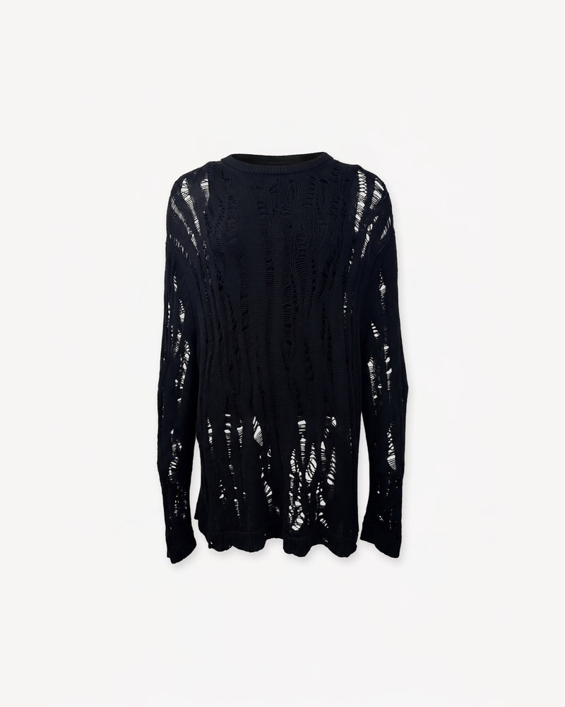 Layered Knit Sweater Black