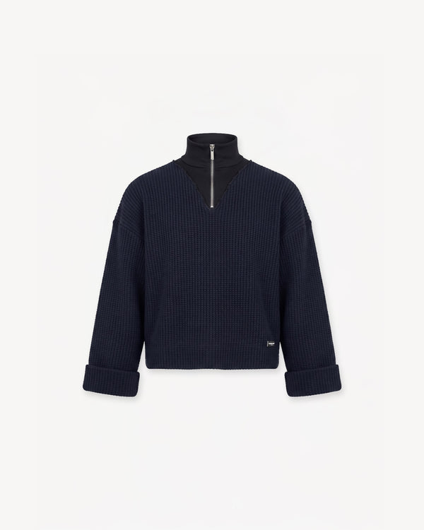 Quarter-Zip Sweater Navy Blue