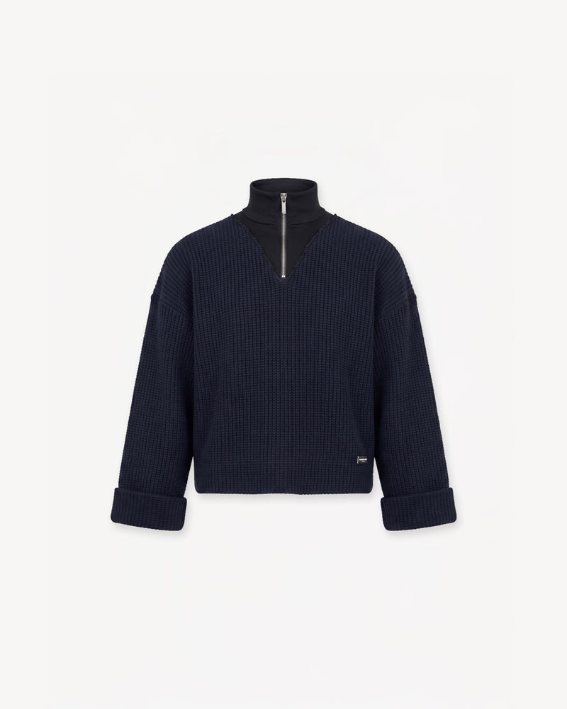 Quarter-Zip Sweater Navy Blue