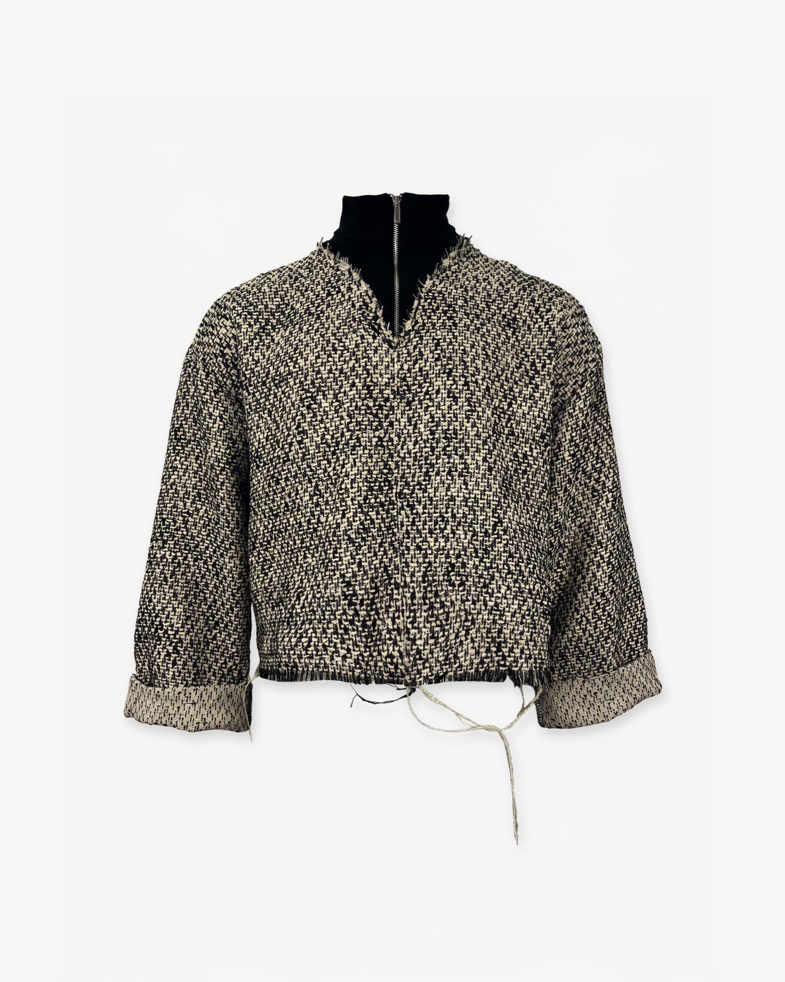 Quarter-Zip Sweater Tweed Cream/Black