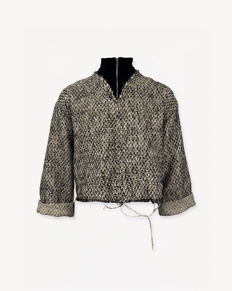 Quarter-Zip Sweater Tweed Cream/Black