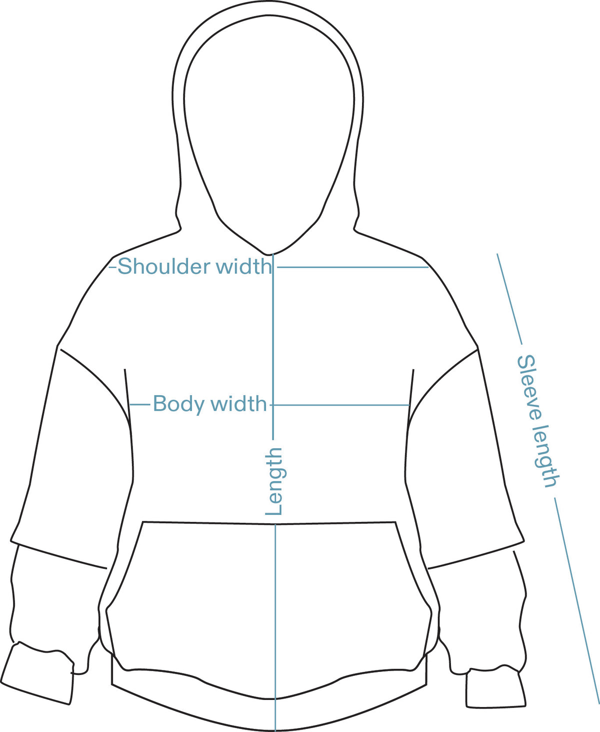 Hoodie Grey – measurement guide