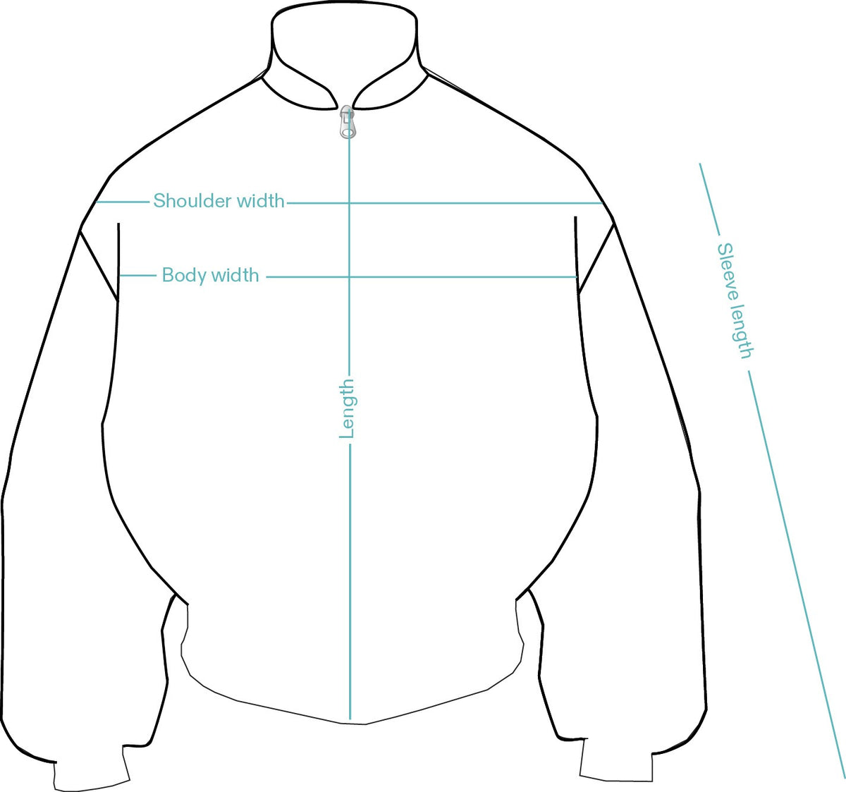 Bomber Jacket Black – measurement guide